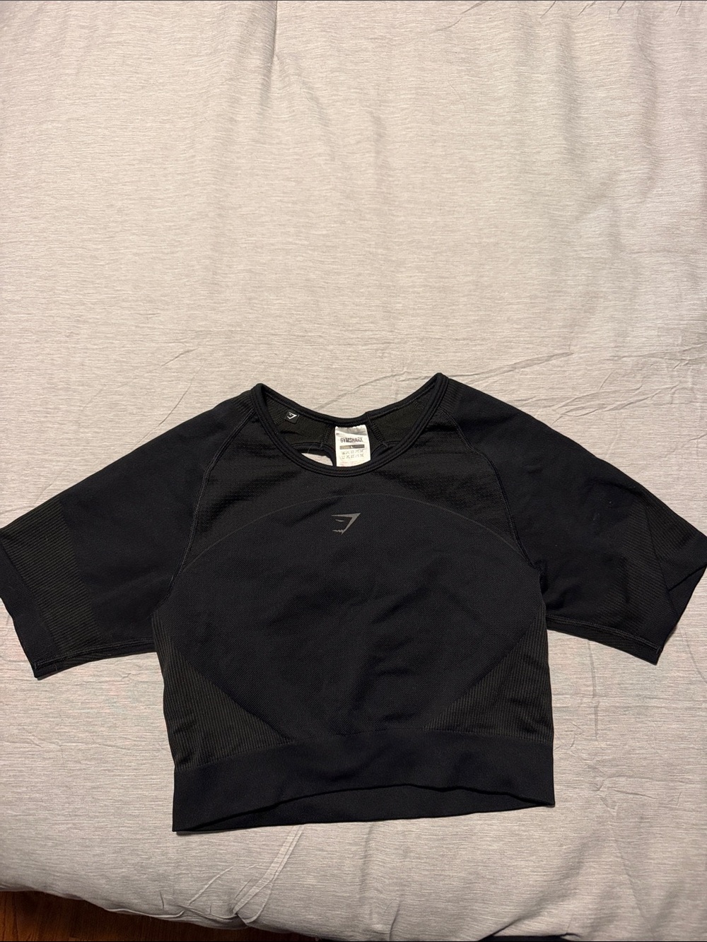 Gymshark Black Short-Sleeve Cropped Fitness Top